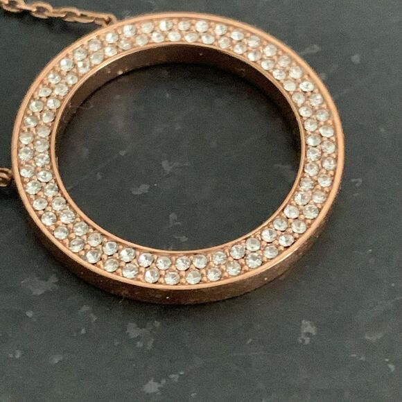 Michael Kors Open Circle Rose Gold Pendant Necklace - Eternity Circle of Life - Picture 5 of 11